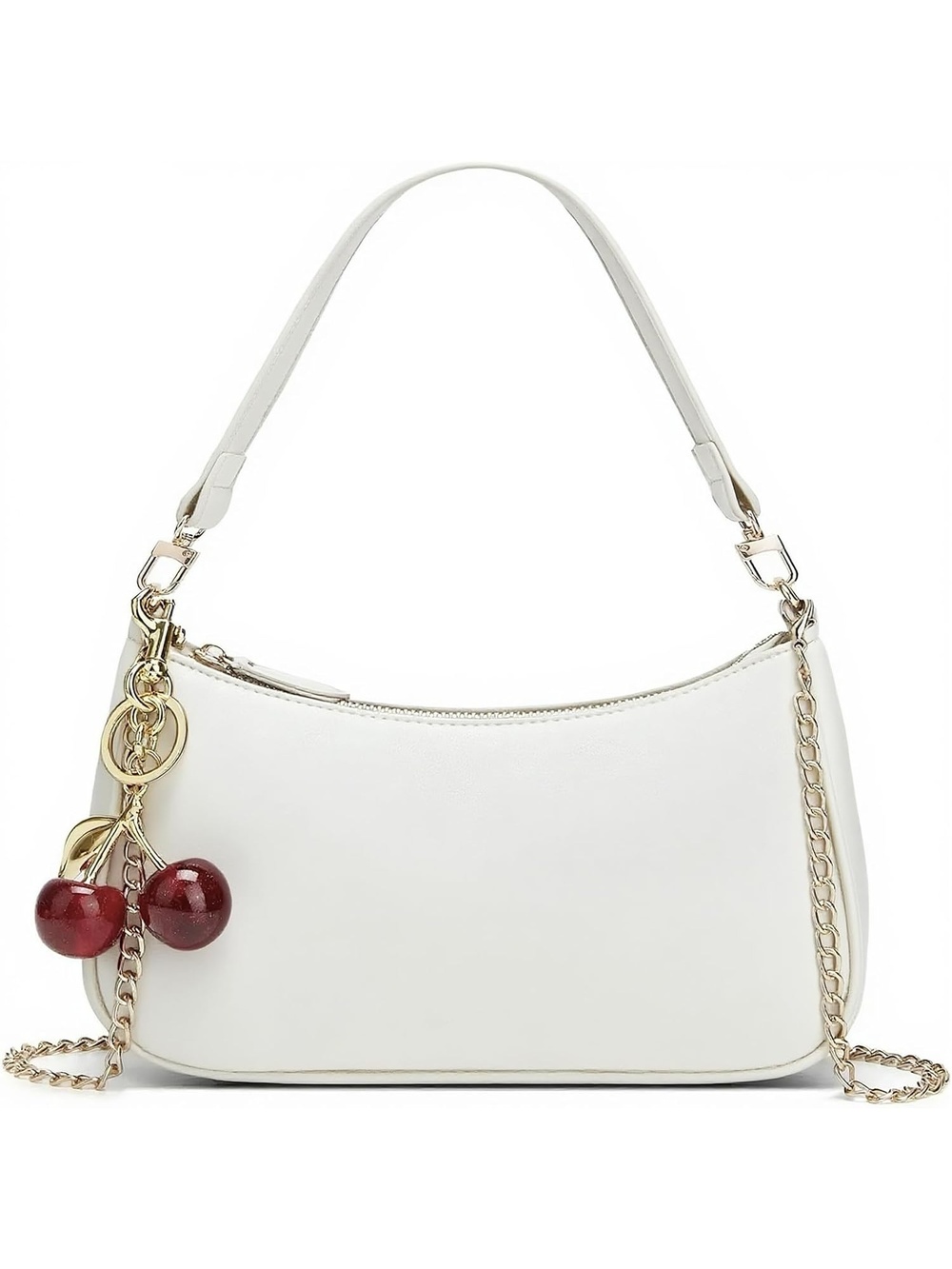〽️ Women's White Cute Hobo Cherry Clutch Purse Removable Straps Shoulder Bags